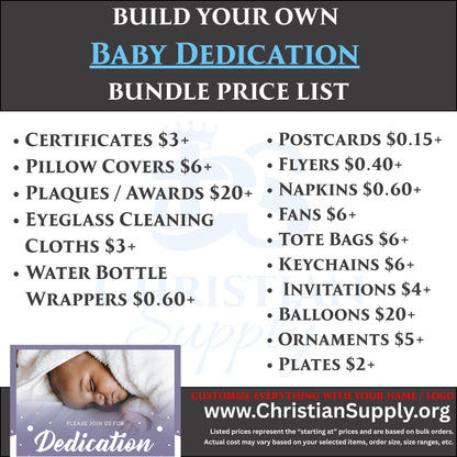 Custom Baby Dedication Bundle | Personalized Christian Keepsakes and Ceremony Favors
