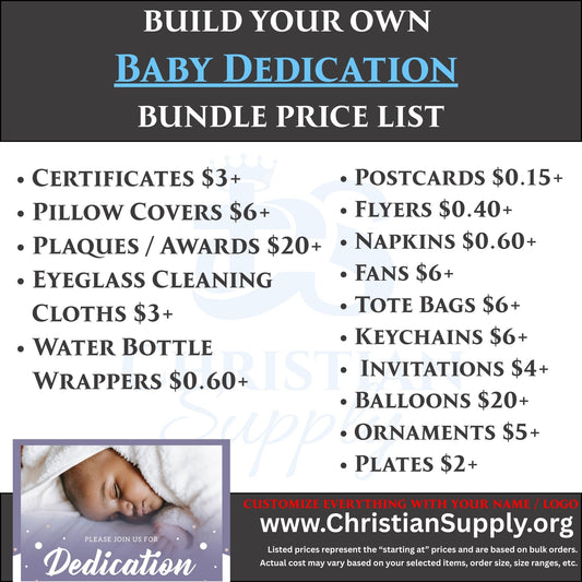 Custom Baby Dedication Bundle | Personalized Christian Keepsakes and Ceremony Favors