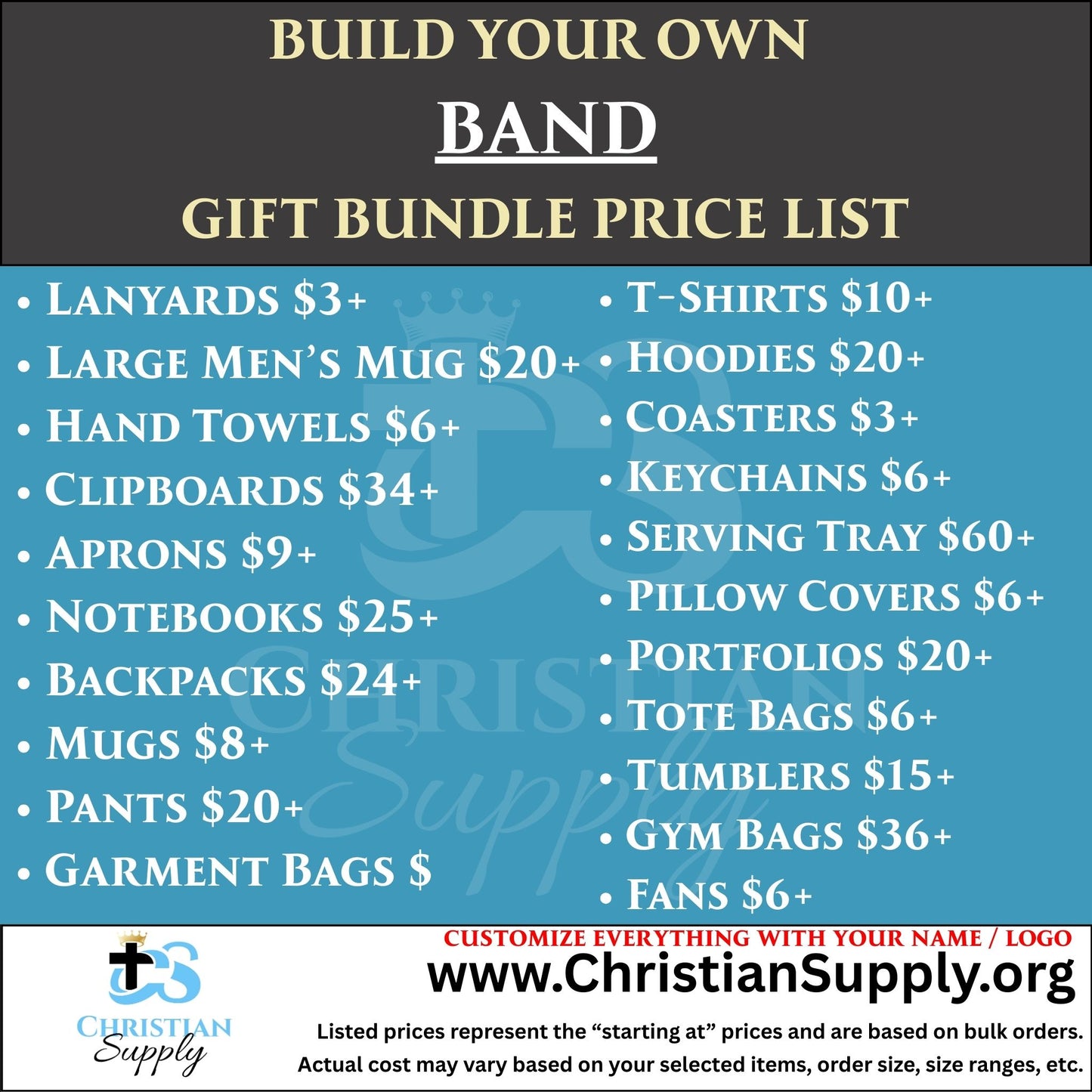 band gift bundle | custom apparel and personalized accessories for music groups and performers