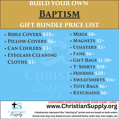 Custom Baptism Gift Bundle | Personalized Keepsakes and Apparel for New Believers and Faith Milestones
