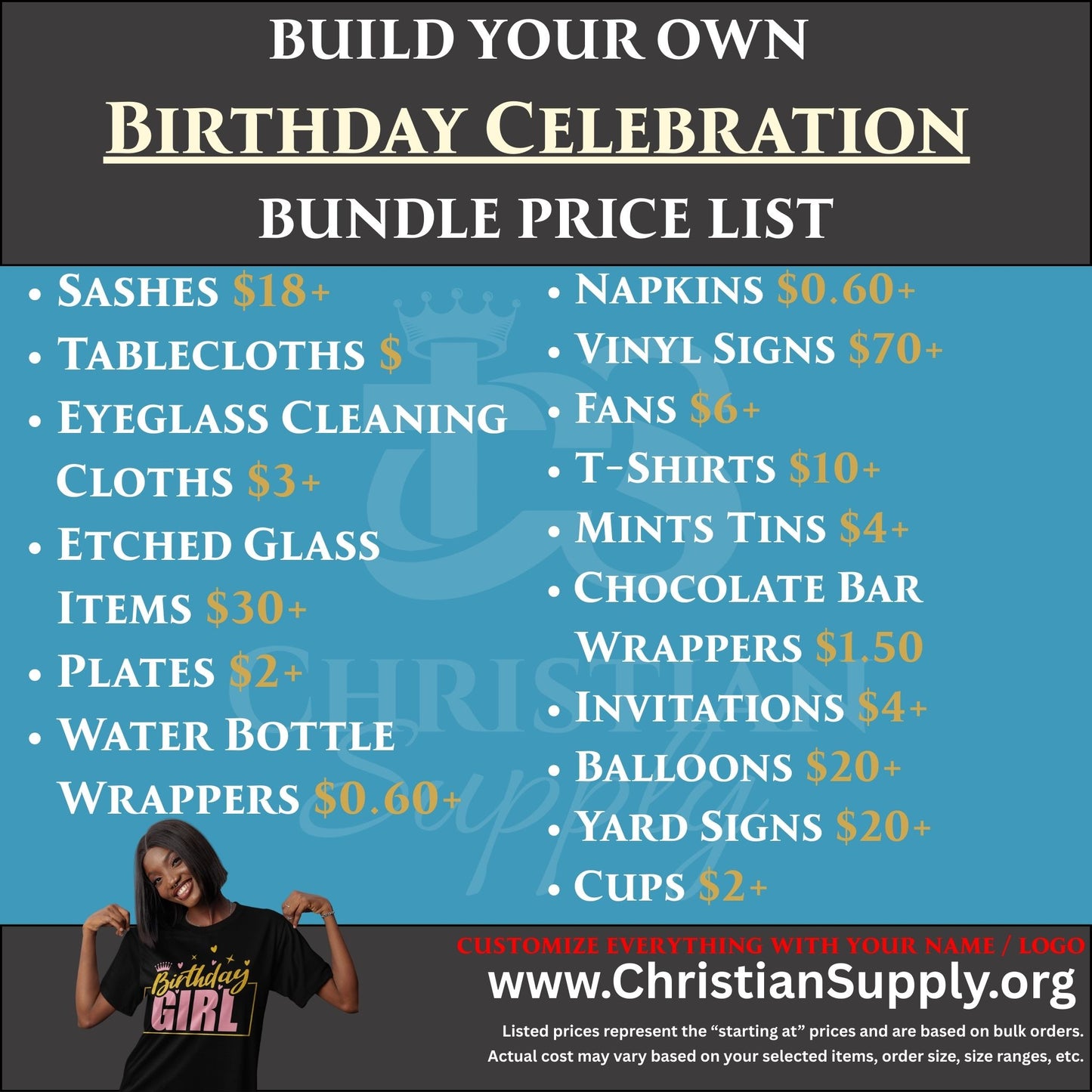 birthday celebration gift bundle | custom favors, decor & apparel for milestone parties