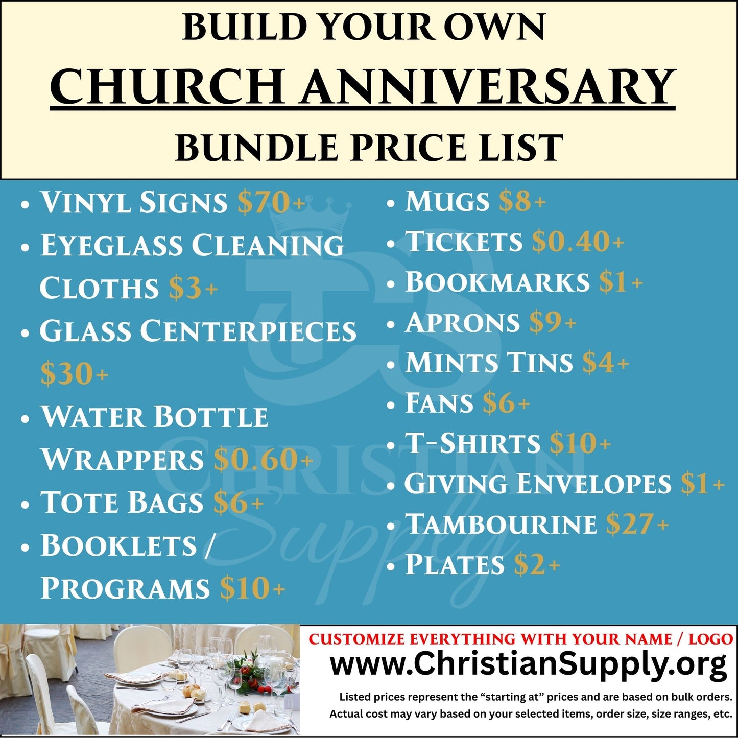 custom church anniversary bundle | personalized decor and keepsakes for church milestones and celebrations
