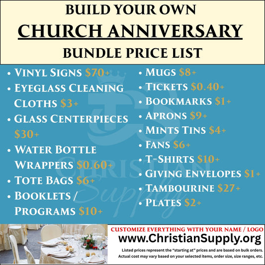 Custom Church Anniversary Bundle | Personalized Decor and Keepsakes for Church Milestones and Celebrations