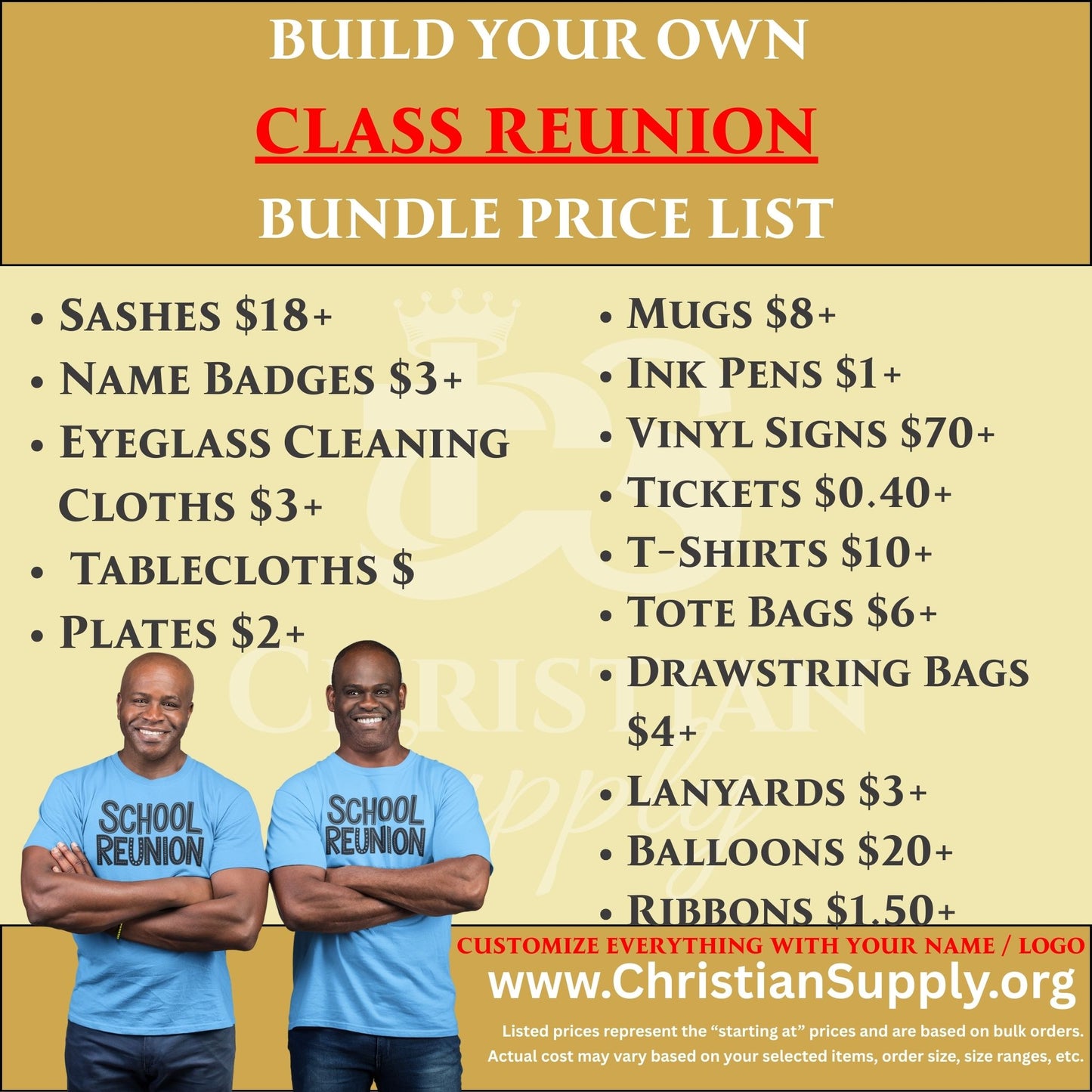 class reunion gift bundle | custom apparel and personalized favors for alumni events