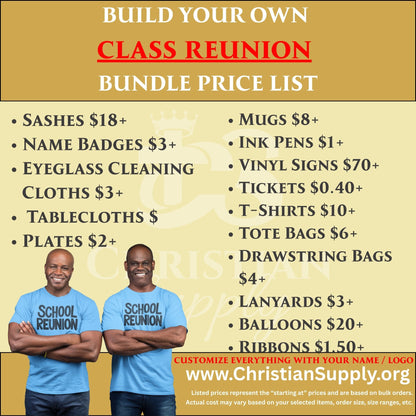 Class Reunion Gift Bundle | Custom Apparel and Personalized Favors for Alumni Events