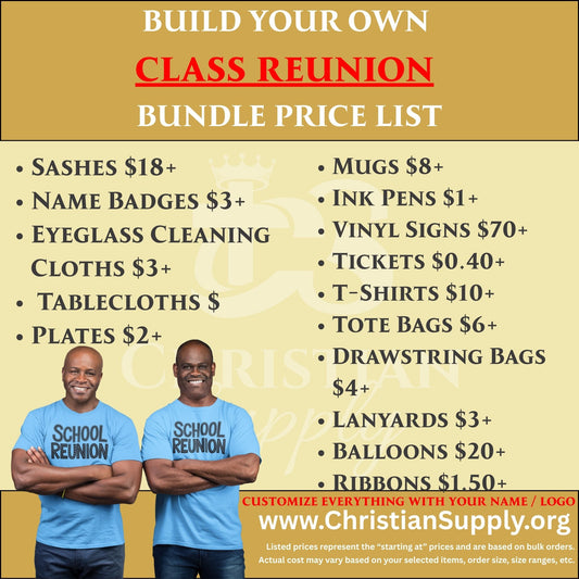 Class Reunion Gift Bundle | Custom Apparel and Personalized Favors for Alumni Events