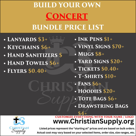 Custom Concert Event Bundle | Personalized Merch and Promotional Items for Faith Based Concerts and Live Events