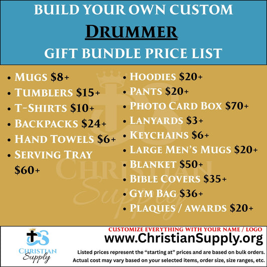 Drummer Gift Bundle | Personalized Gifts for Percussionists, Music Teams, and Band Members