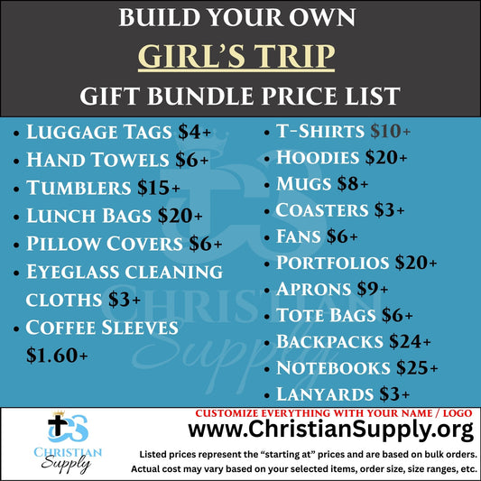 Girl’s Trip Gift Bundle | Custom Travel Accessories, Apparel, and Favors for Group Getaways