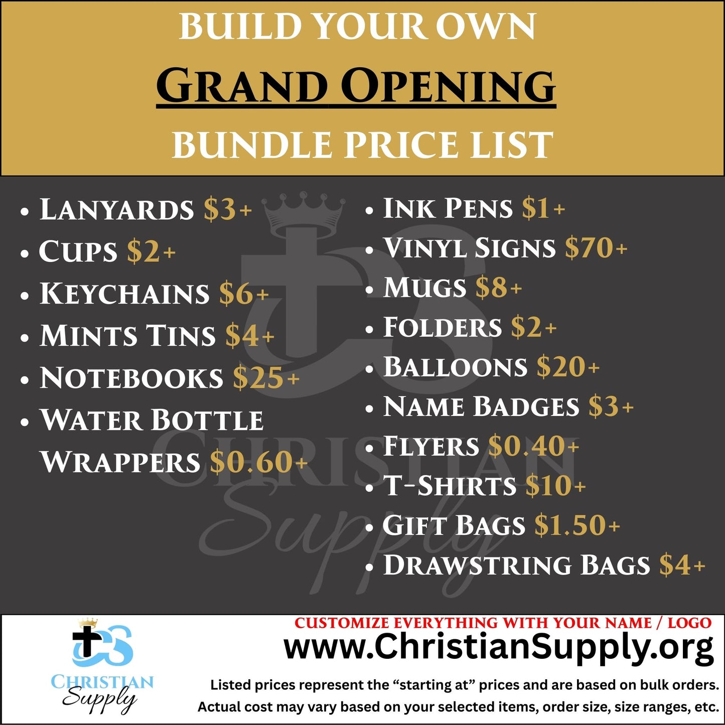 custom grand opening bundle | personalized event and launch essentials for churches and small businesses