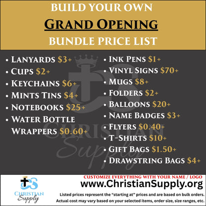 Custom Grand Opening Bundle | Personalized Event and Launch Essentials for Churches and Small Businesses