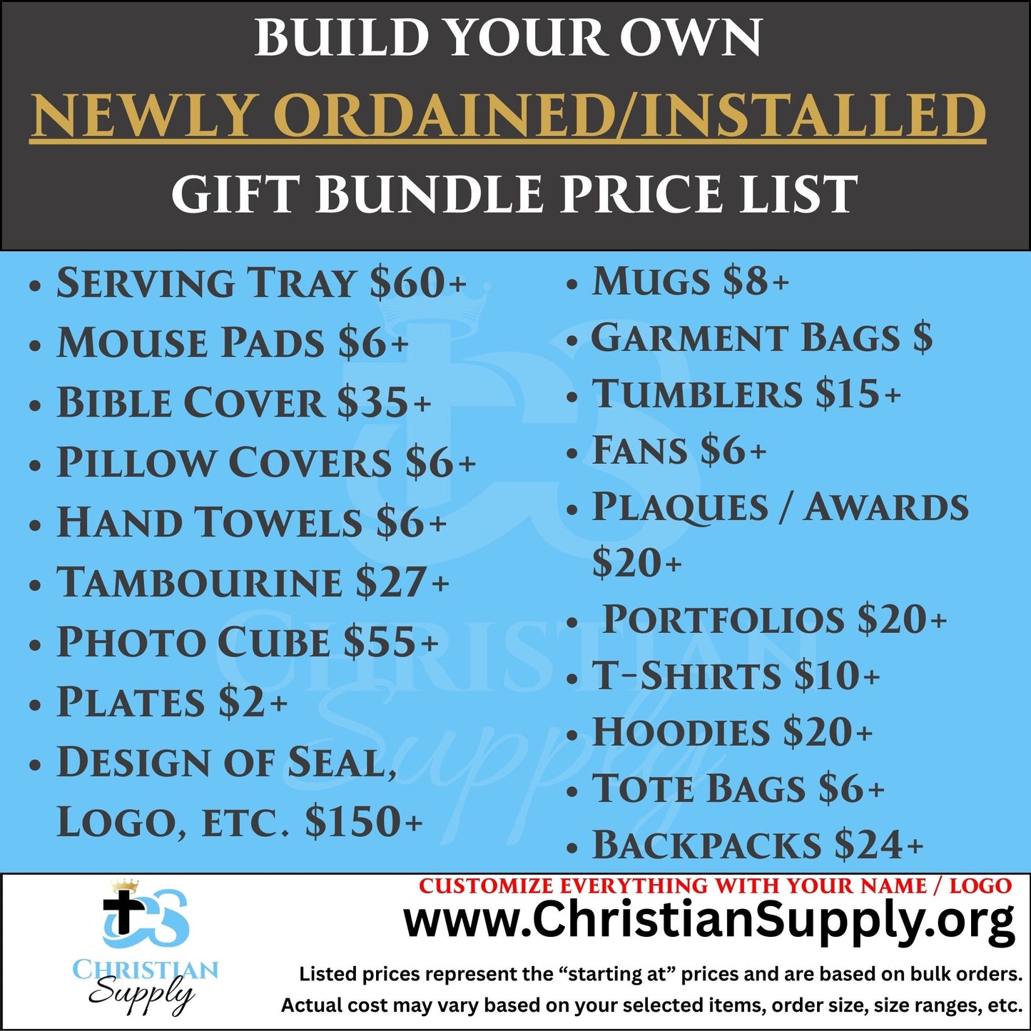 custom newly ordained or installed gift bundle | personalized ministry gifts for new pastors and church leaders