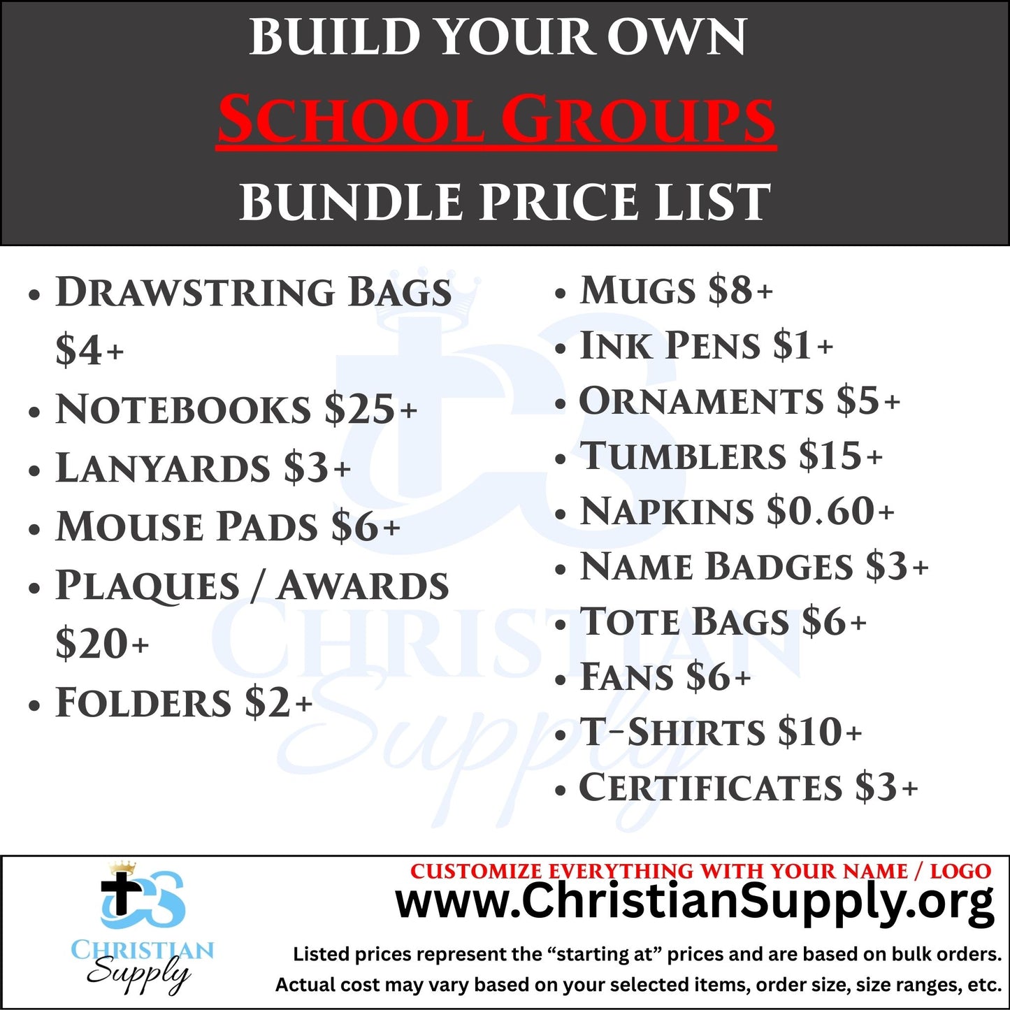 custom school groups bundle | personalized gifts and supplies for student clubs, honor societies, and academic events