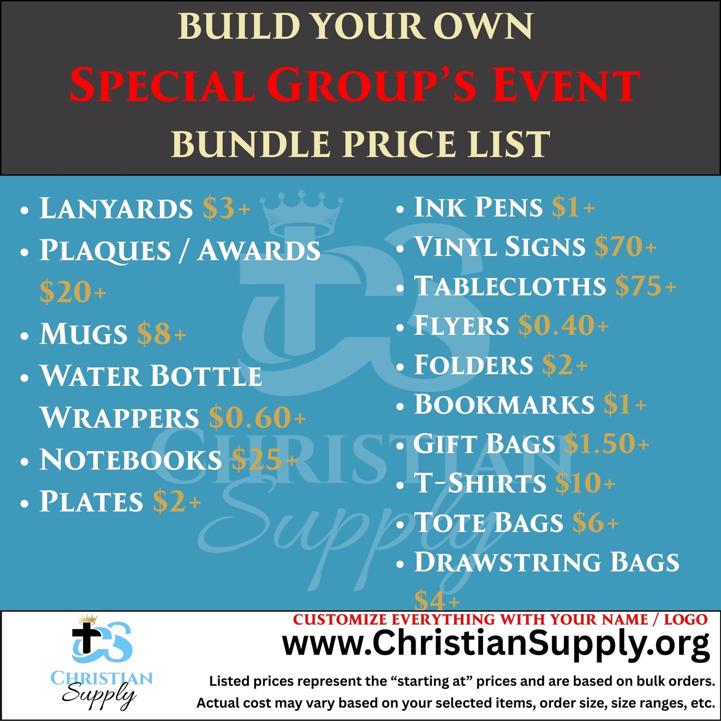 special group event bundle | personalized gifts and event accessories for teams, ministries & clubs  🛍 compe