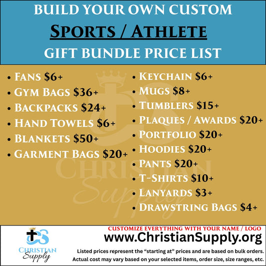Custom Sports and Athlete Gift Bundle | Personalized Apparel and Accessories for Student and Team Athletes