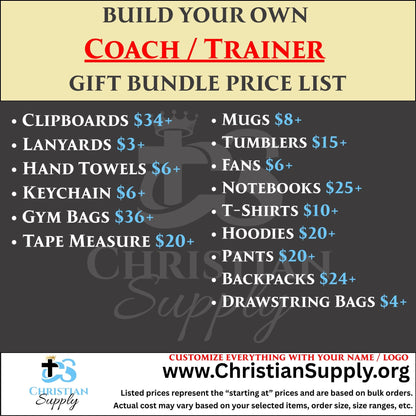 Custom Coach and Trainer Gift Bundle | Personalized Fitness Apparel and Accessories for Gym Instructors