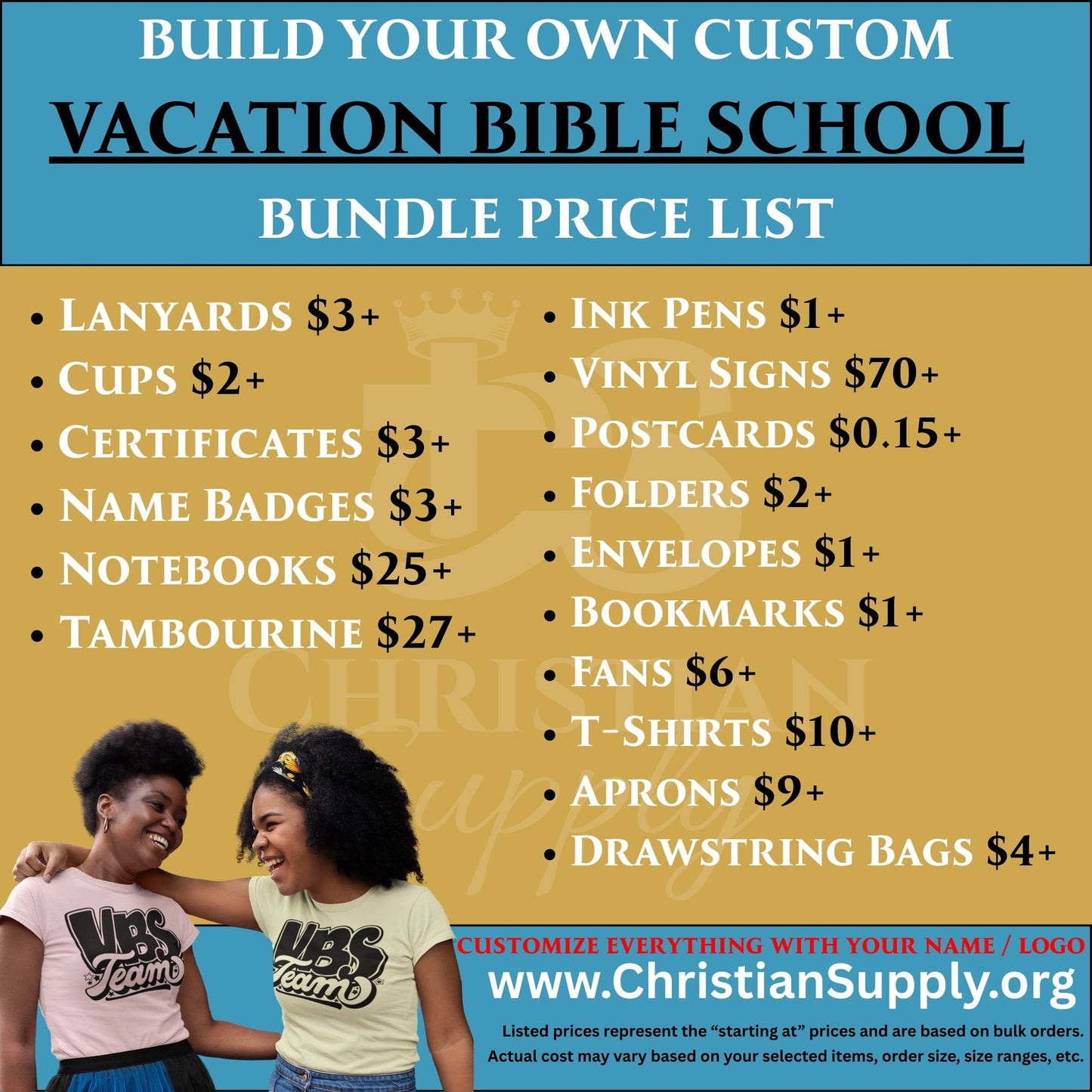 custom vacation bible school bundle | personalized gifts, supplies, and merch for vbs programs