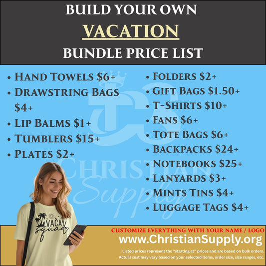 Custom Vacation Bundle | Personalized Travel Gifts and Accessories for Groups, Getaways, and Retreats