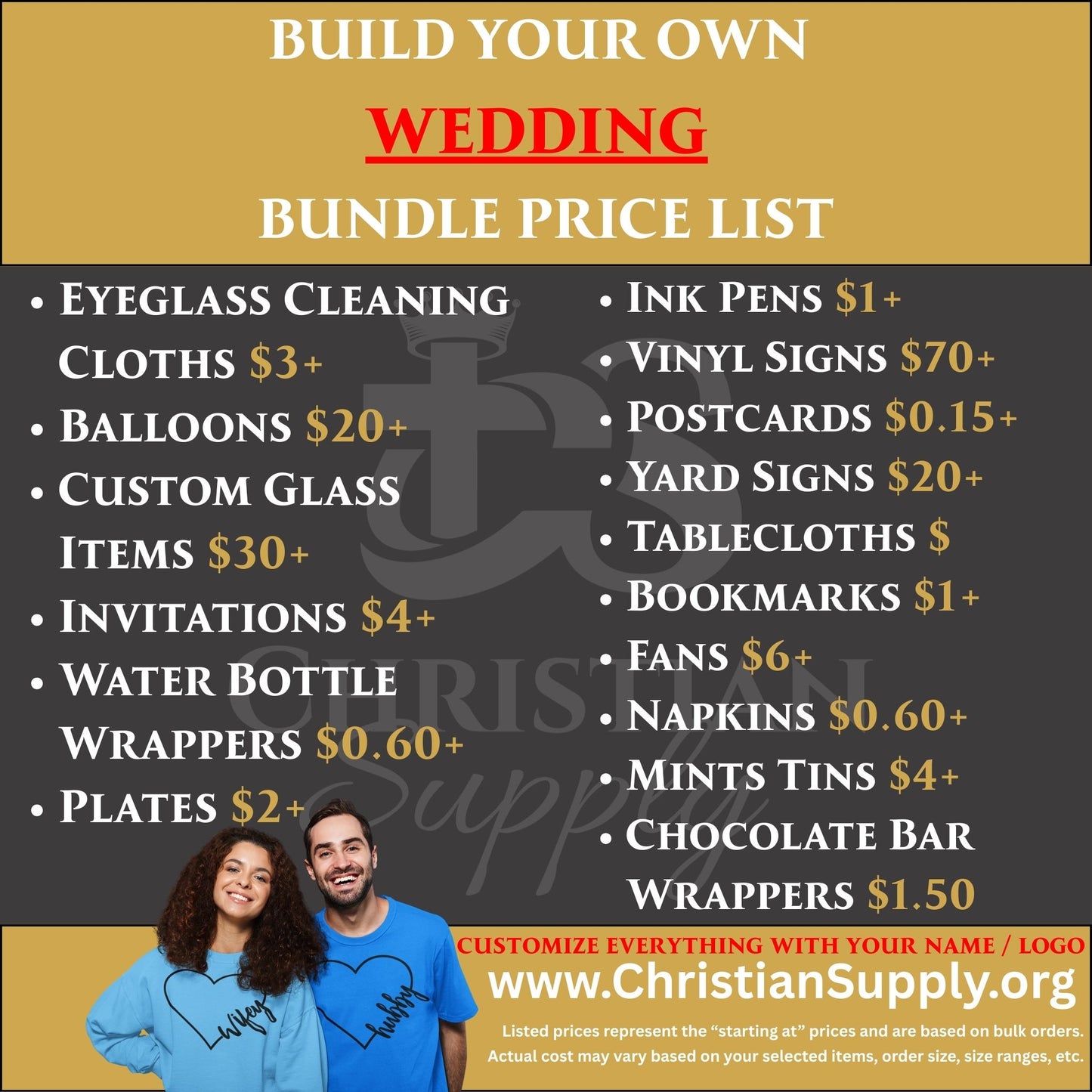 custom wedding event bundle | personalized décor, gifts, and favors for weddings and receptions